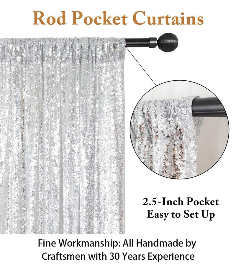ShiDianYi Silver Sequin Wedding Backdrop - 10x10FT Photo Booth Curtains for Parties & Events - Image 3